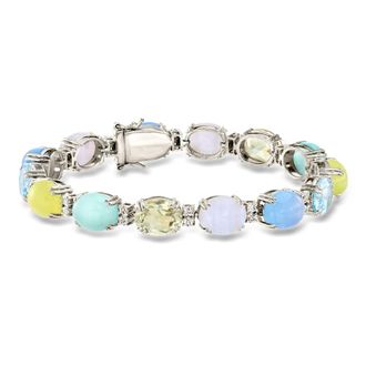 Ross-Simons Pastel Multi-Gemstone Bracelet in Sterling Silver