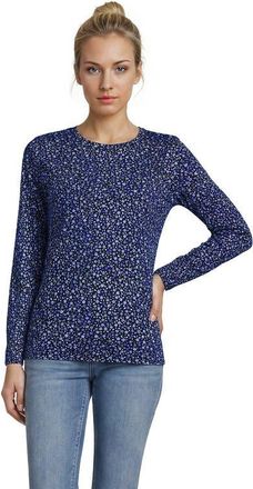 Lands End Supima Cotton Long Sleeve Crewneck T-Shirt in Clear Blue/navy Ditsy Floral at Nordstrom, Size X-Large