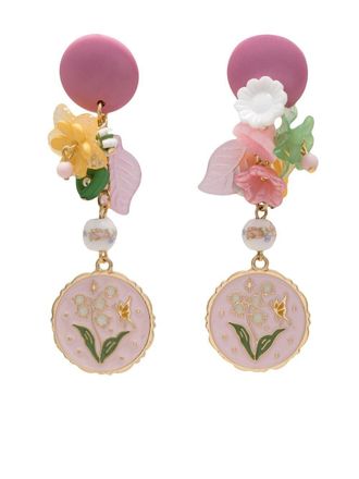 Amir Slama floral-appliqu&eacute; drop earrings - Multicolour