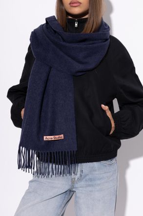 Acne Studios Wool Scarf With Fringing, Unisex, Black
