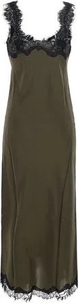 Gold Hawk Womens Long Silk Dress With Spaghetti Straps Green