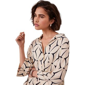 Mint Velvet Geo Print Resort Shirt in Cream at Nordstrom, Size Large