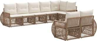 vidaXL Conjunto De Sof&aacute;s De Jard&iacute;n 8 Uds. Beige Y Blanco Crema Vidaxl