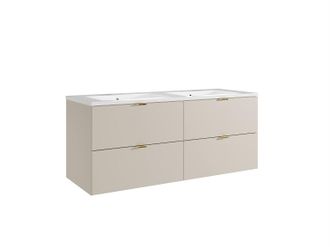 Vente-Unique Mueble de ba&ntilde;o suspendido con lavabo encastrado - Beige - 120 cm - LAVENA