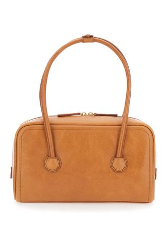 Margesherwood Womens Leather Shoulder Bag Soft Boston Small Brown Cow