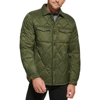 Calvin Klein Water Resistant Quilted Shirt Jacket in Olive at Nordstrom Rack, Size Medium