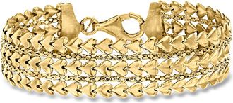 Ross-Simons Italian 18kt Gold Over Sterling Multi-Row Heart Bracelet