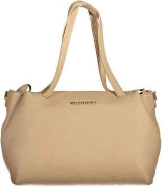Valentino Tassen, Dames, Beige, ONE Size, Leer, Pebbled Leather Tote Handtas