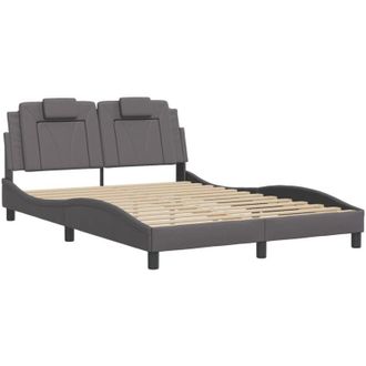 vidaXL Vidaxl - Estructura Cama Con Luces Led Cuero Sint&eacute;tico Gris 140x200 Cm