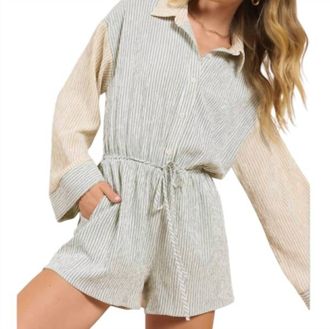 Sadie & Sage In The Clouds Romper In Blue/beige