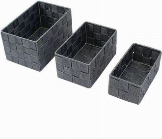 Trade Shop Trade Shop - 3 Cestini Tessuto Scatole Organizer Bagno Portaoggetti Makeup Grigio Scuro 79050