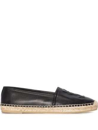 Saint Laurent Black Logo Leather Espadrilles