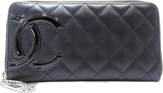 Chanel Black Leather Long Wallet (Bi-Fold) (Pre-Owned)