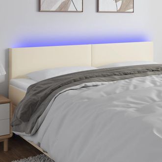 vidaXL Cabecero Con Led Cuero Sint&eacute;tico Color Crema 160x5x78/88 Cm Vidaxl