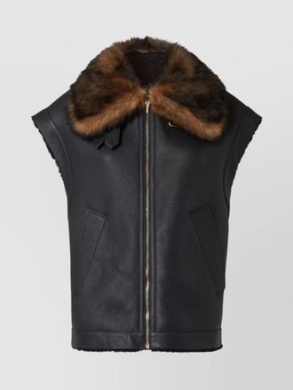 Fendi leather shearling gilet