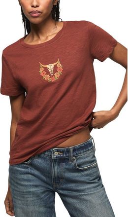 Lucky Brand Floral Steer Embroidered T-Shirt in Terracotta at Nordstrom, Size X-Large