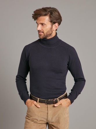 Oliver Brown Roll Neck Jumper - Super Geelong Dark Navy