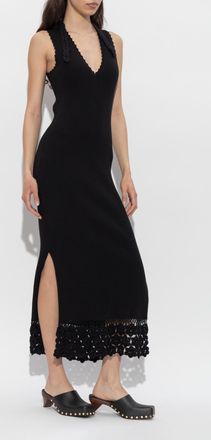 Ganni Dress With Crochet Trim, Womens, Black