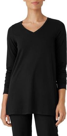 Eileen Fisher Long Sleeve V-Neck Tunic Top in Black at Nordstrom Rack, Size X-Small
