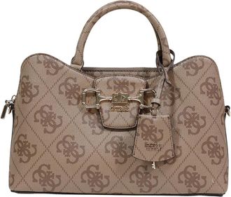 Guess Janie Logo Girlfriend Satchel - Dames - Handtassen - Beige - ONE Size - Tassen