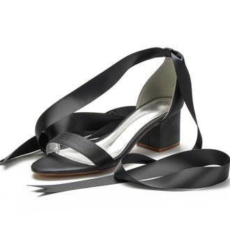 Miyoopark Comfortable Wedding Shoes for Women Block Low Heel Evening Sandals M535 Black UK 8.5