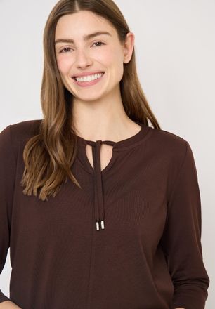 Cecil 3/4-Arm-Shirt CECIL, Damen, Gr. XXL (46), macchiato braun, Jersey, Obermaterial: 48% Baumwolle, 48% Modal, 4% Elasthan, unifarben, l&auml;ssig geschnitten 