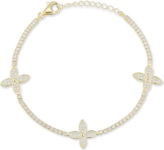 Glaze Jewelry Sterling Silver Triple Clover Tennis Bracelet