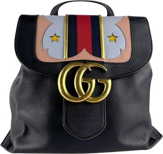 Gucci Black Multi-Color Leather Backpack (Pre-Owned)