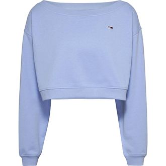 Tommy Jeans Cropped Pullover - Dames - Sweatshirts - Blauw - S - Katoen - Hoodies & sweatvesten