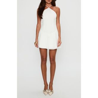Princess Polly Flower Child Cotton Eyelet Halter Minidress in White at Nordstrom, Size 4