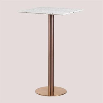 Sklum Mesa Alta De Bar Cuadrada En Terrazo (60x60 Cm) Malibu Sklum Oro Rosa