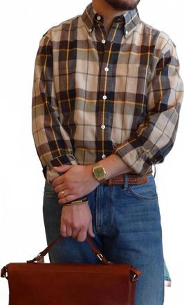 Original Madras Trading Company Classic Button Down Shirt In Brown Plaid