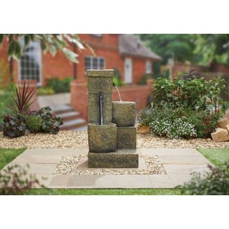 La Hacienda Easy Fountain Cotswold Trough led Traditional Garden Water Feature Stone Effect