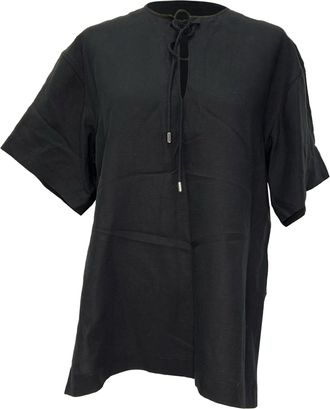 Toteme Fluid Tie Oversized Shirt in Black Lyocell