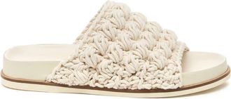 Kelsi Dagger Womens Squish Crochet Raffia Mules In Shell Bubble