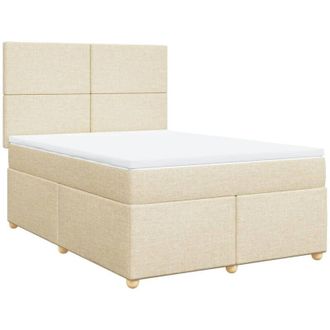 vidaXL Cama Box Spring Con Colch&oacute;n Tela Color Crema 160x200 Cm Vidaxl