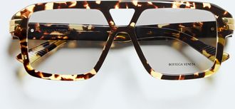 Bottega Veneta Mitre Aviator Eyeglasses - Brown - Unisex