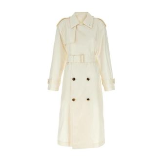 Burberry Trench Coats, female, White, XS, White Silk Trench Coat Elegant Style