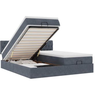 vidaXL Estructura Cama Otomana Colchones Terciopelo Gris Oscuro Vidaxl