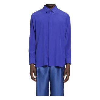 Tom Ford Overhemden, Heren, Blauw, M, Silk Shirt