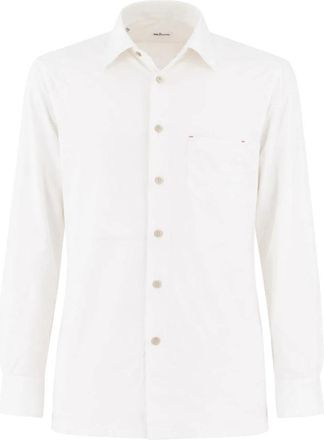 Kiton Nerano Shirt - Heren - Zakelijke Overhemden - Wit - L - Katoen - Overhemden