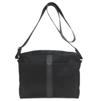 Herm&egrave;s Black Polyester Cotton Briefcase (Pre-Owned)