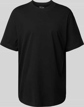 Weekday Oversized T-Shirt mit geripptem Rundhalsausschnitt in Black, Gr&ouml;&szlig;e XS