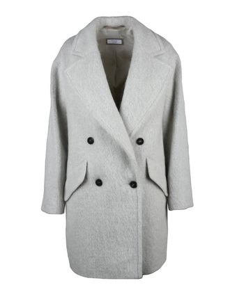 PESERICO White Wool-Blend Double-Breasted Coat