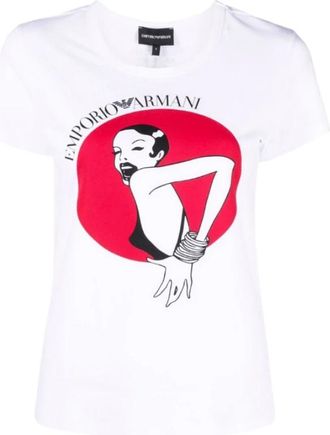 Emporio Armani Basis Ronde Hals Wit T-Shirt - Dames - T-shirts - Wit - XL - Katoen - Tops