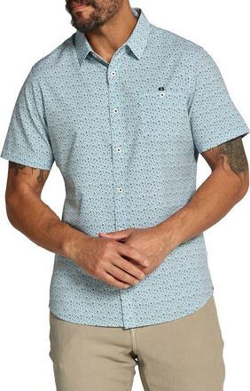 7 Diamonds Leandro Floral Short Sleeve Performance Button-Up Shirt in Seafoam at Nordstrom, Size Xx-Large