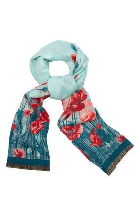 Saachi Floral Reversible Scarf in Turquoise/aqua at Nordstrom Rack