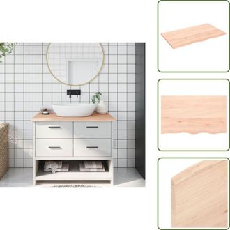 vidaXL The Living Store Piano Bagno 100x60x2 cm in Legno Massello Non Trattato - Piano in legno massello