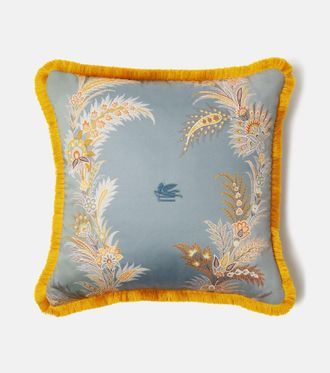 Etro Pegaso floral cotton cushion