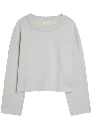 American Vintage Dantown Cropped Cotton Sweatshirt - Light Blue - XS/S (UK6-8 / XS)
